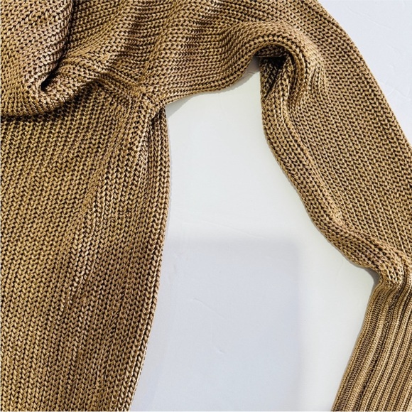 Theory brown metallic roving cropped sweater in toffee NEW - Picture 9 of 13